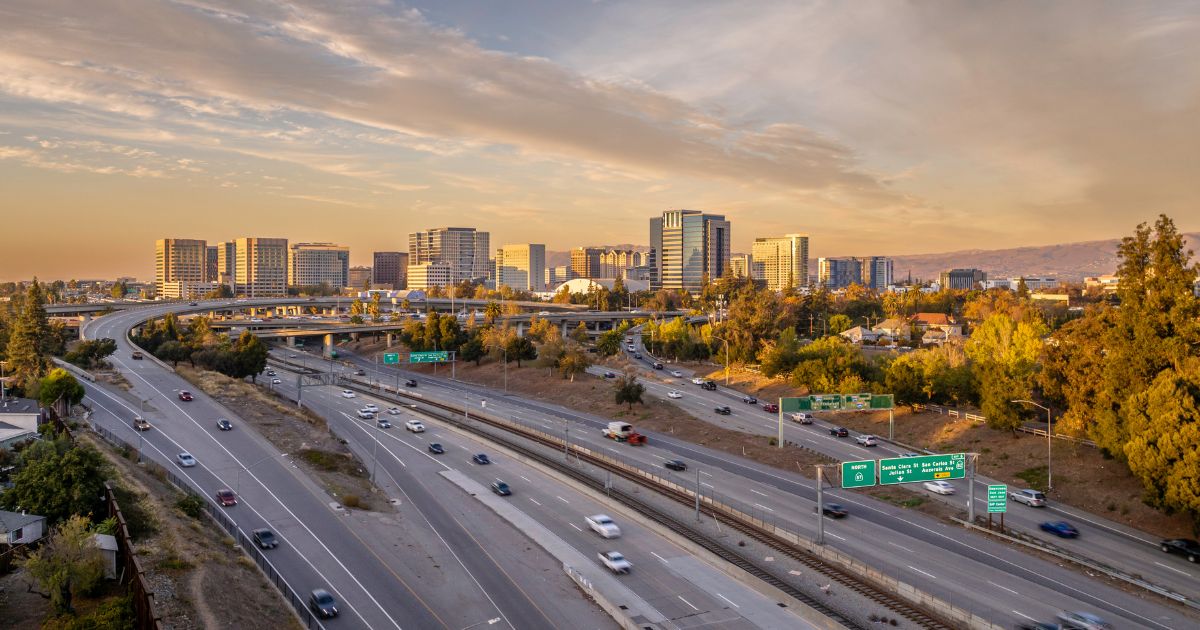 Guadalupe Freeway near downtown San Jose CA.